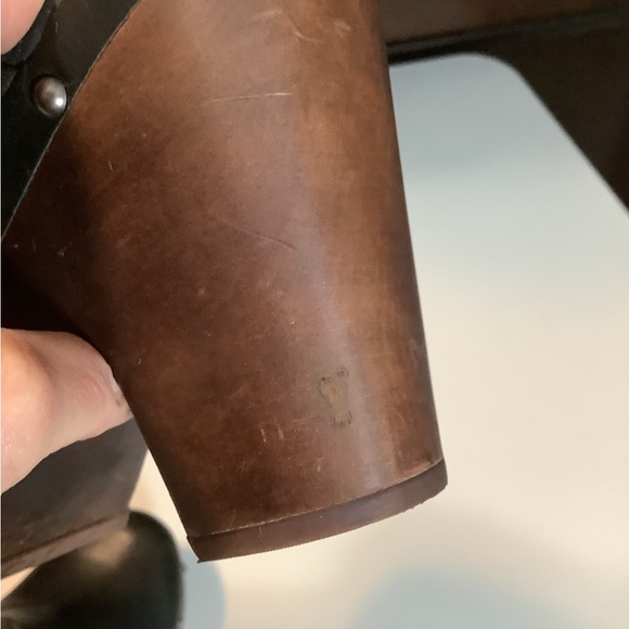 UGG Black Leather Mule Clogs with Wooden Heel - Picture 7 of 12